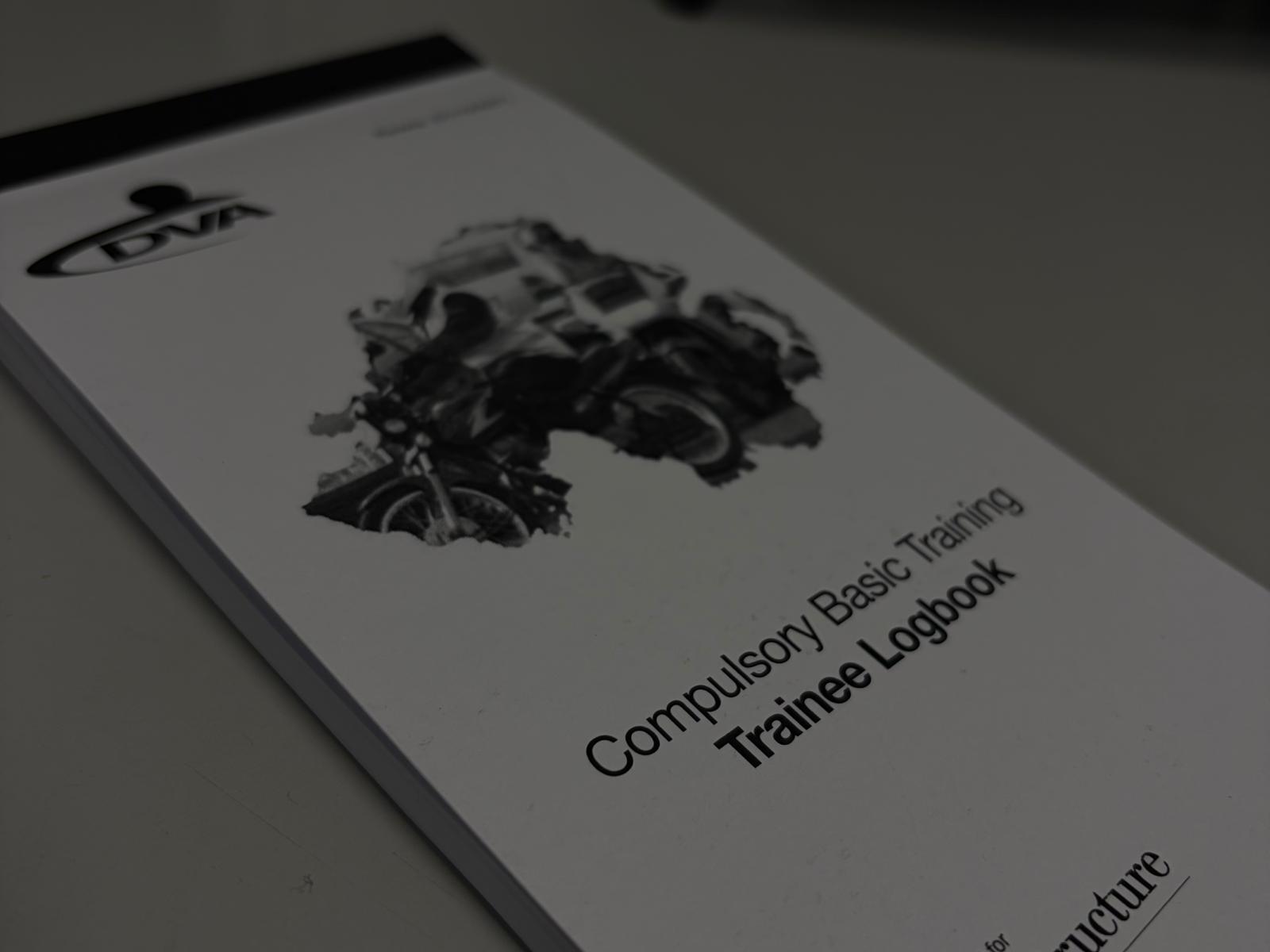 CBT training logbook and motorbike material
