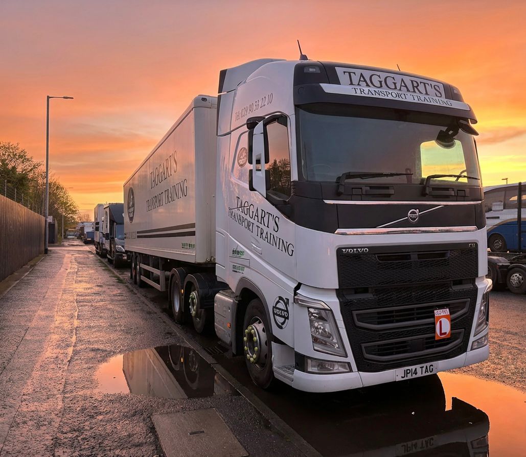 Truck and HGV training vehicle at sunset